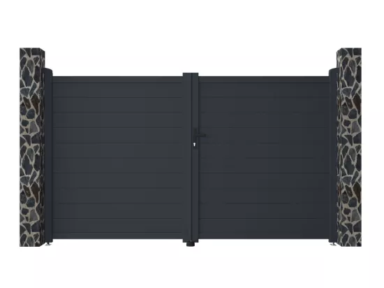 Portail battant aluminium plein L305 x H181 cm anthracite - NAZARIO