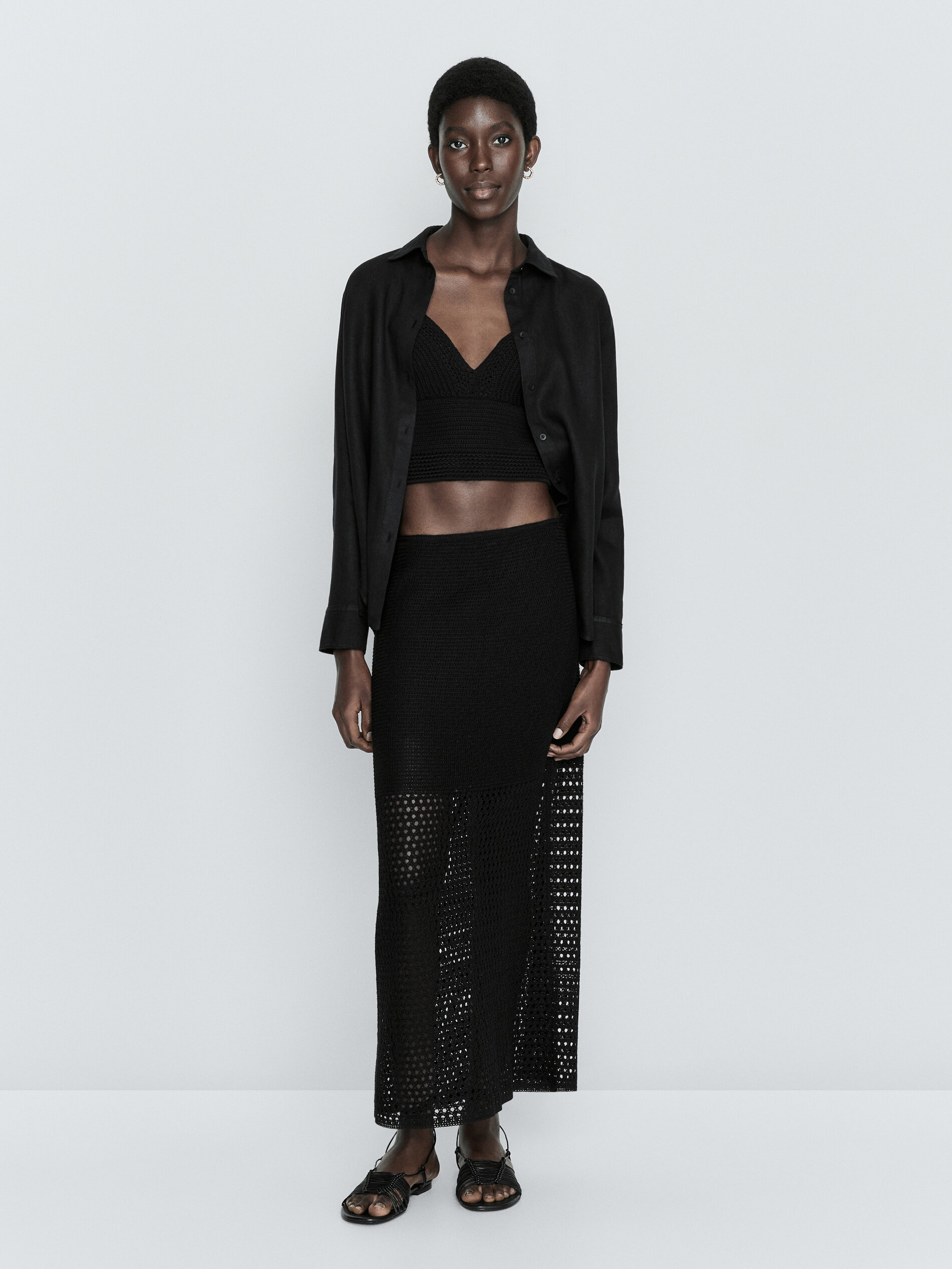 Top punto crochê tirantes - NEGRO