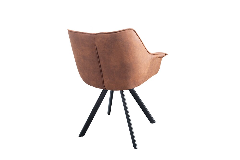 riess-ambiente Stuhl THE DUTCH RETRO - antik braun mit Armlehne Metallbeine Microfaser pflegeleicht