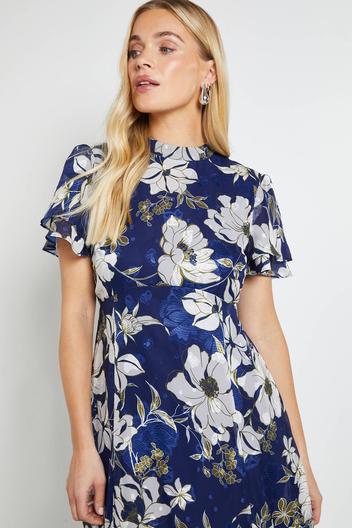 Wallis Robe Midi À Volants Et Imprimé Floral Dévoré Petite