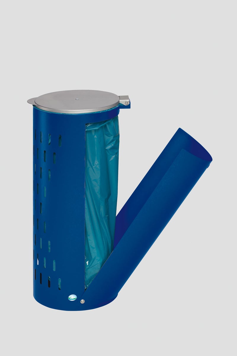 PROREGAL Compacte afvalbak, geperforeerd, met deksel, scharnierende deur, vulopening van 35 cm, hxbxd 85 x 44 x 44 cm, staal, blauw