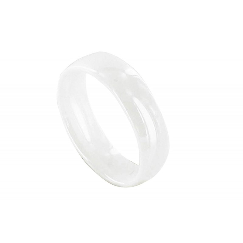 Bague Anneau Large de Céramique Blanche - 6mm