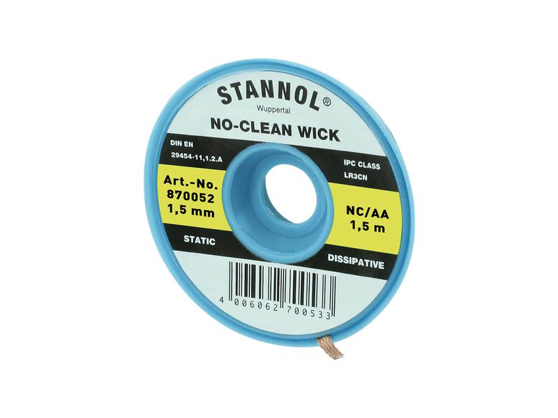 Stannol Entlötlitze NC-AA Entlötlitze 1.5 mm x 1.5m halogen Hochwirksame Entlötlitze aus Kupfergeflecht