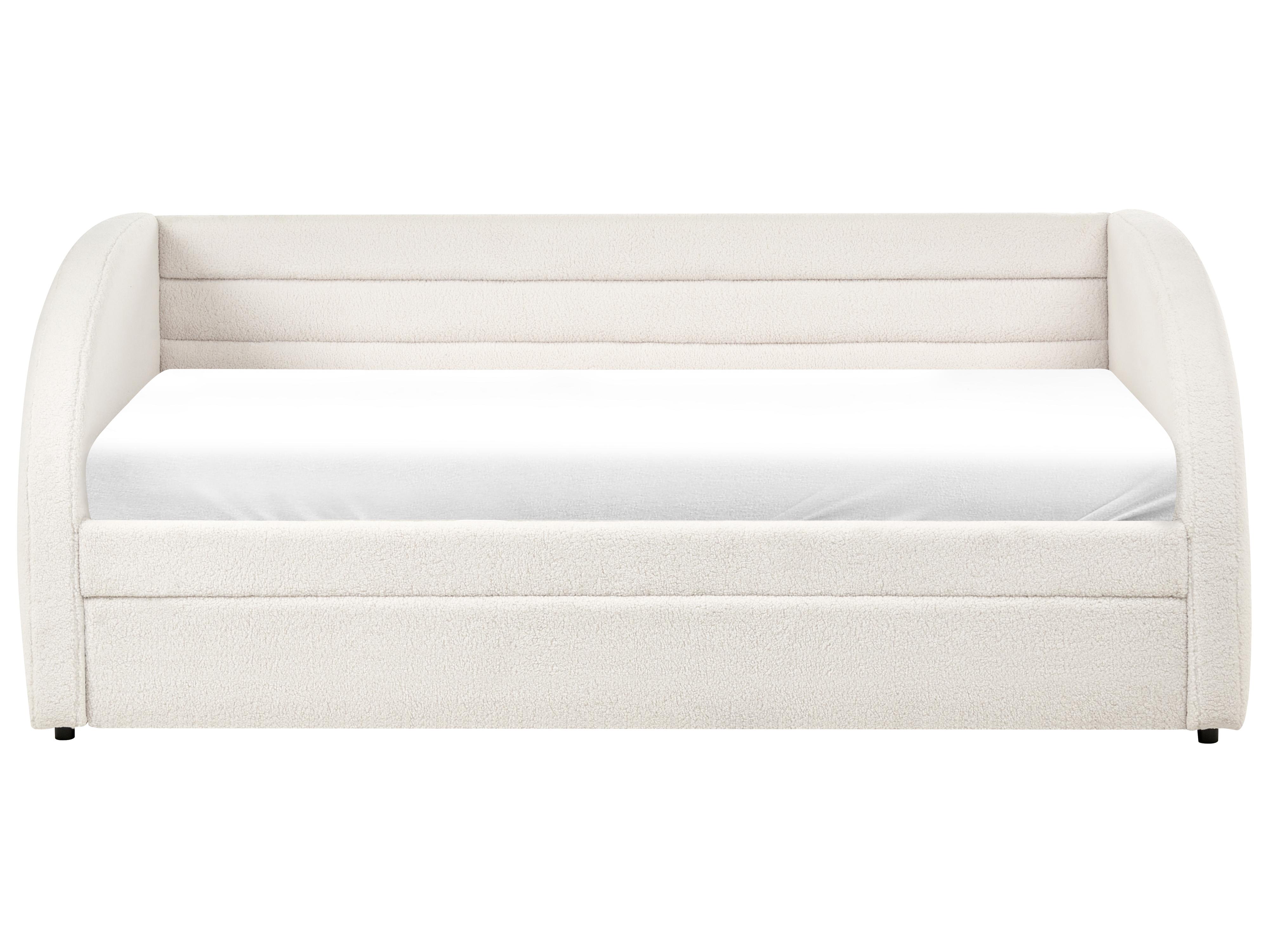 Onderschuifbed Bouclé ALBIAC 90 x 200 cm Wit