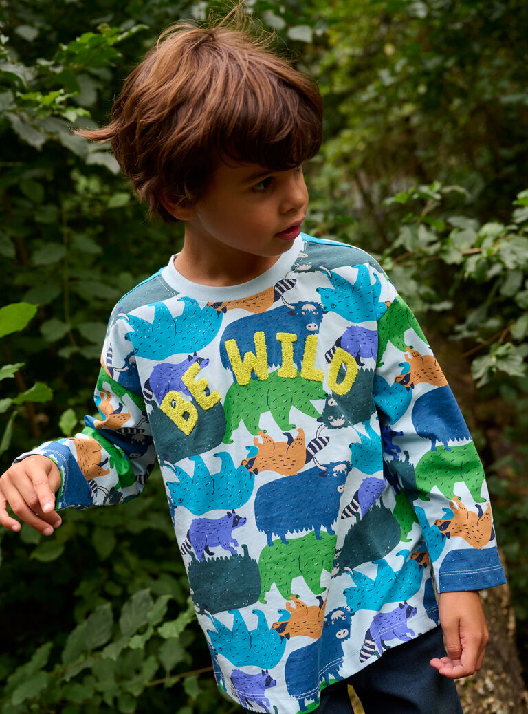 T-shirt bleu arctique à imprimé animalier pour garçon