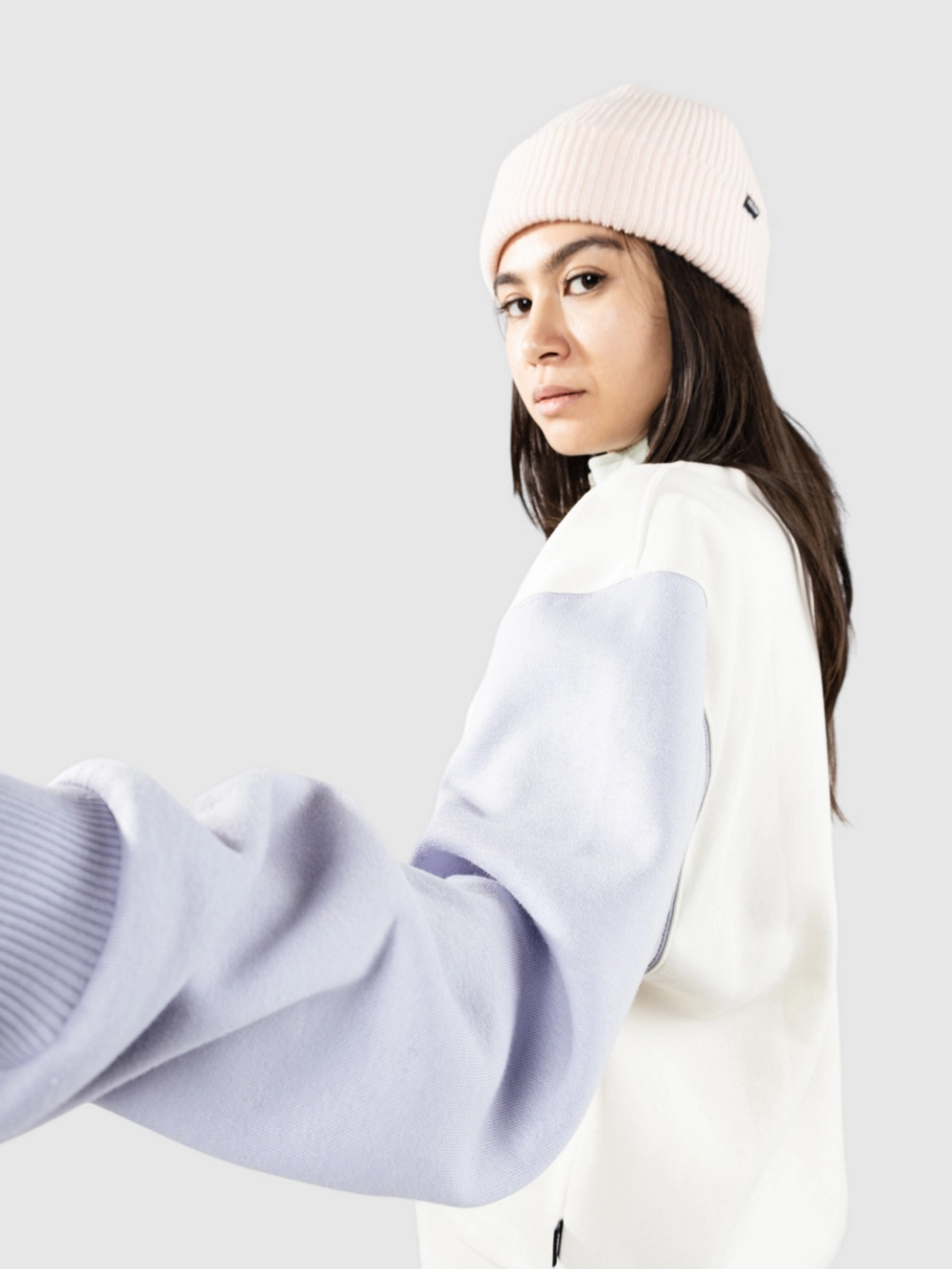 Vans Colorblock Half Zip Mock Zip Hoodie marshmallow/cosmic sky