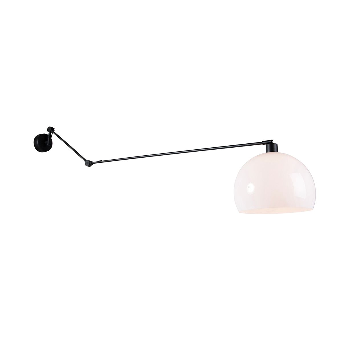 Wandlamp zwart met kap wit 30 cm verstelbaar - Blitz