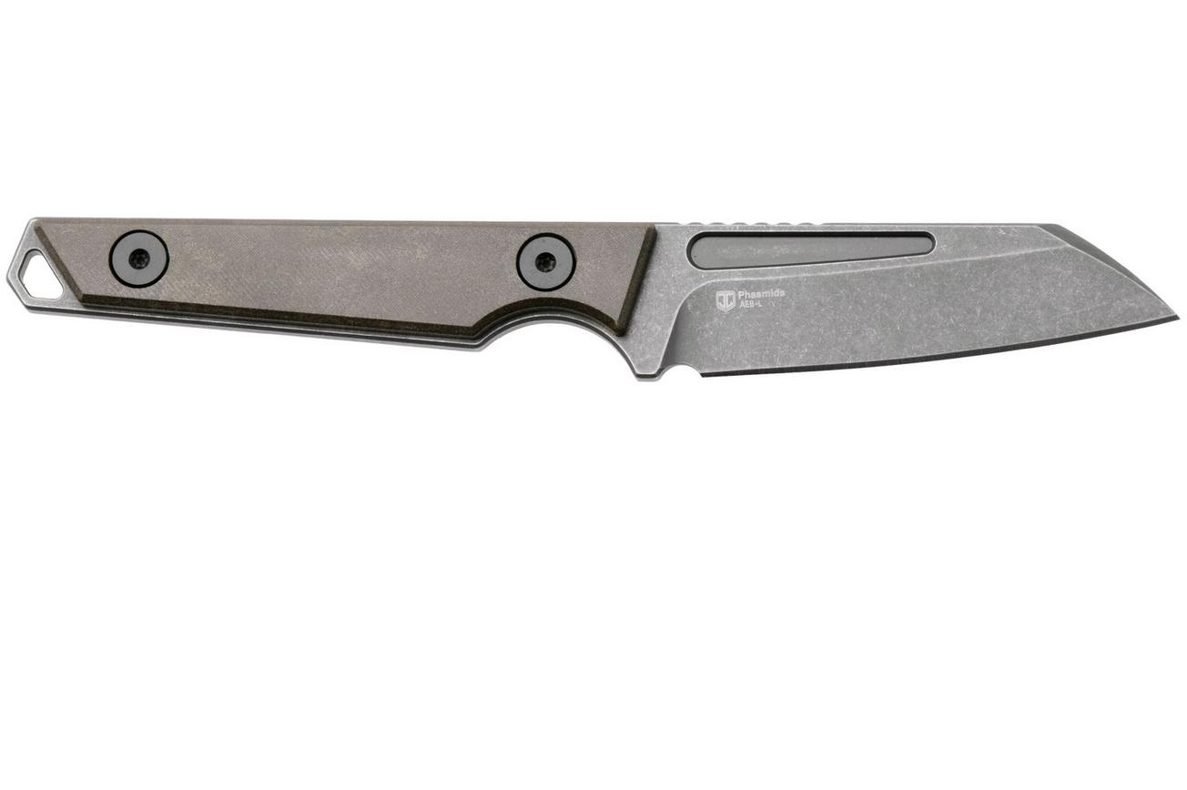 Kizer Vanguard Phasmids 1079A2 Stonewashed AEB-L, Chocolate Glacier, vaststaand mes, Johan Jordaan design