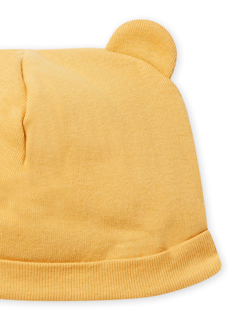 Bonnet jaune mimosa à oreilles naissance mixte