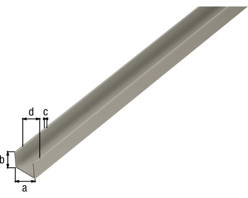 U-profiel aluminium, zilver geanodiseerd, 19x15x1,5 mm, 2 m