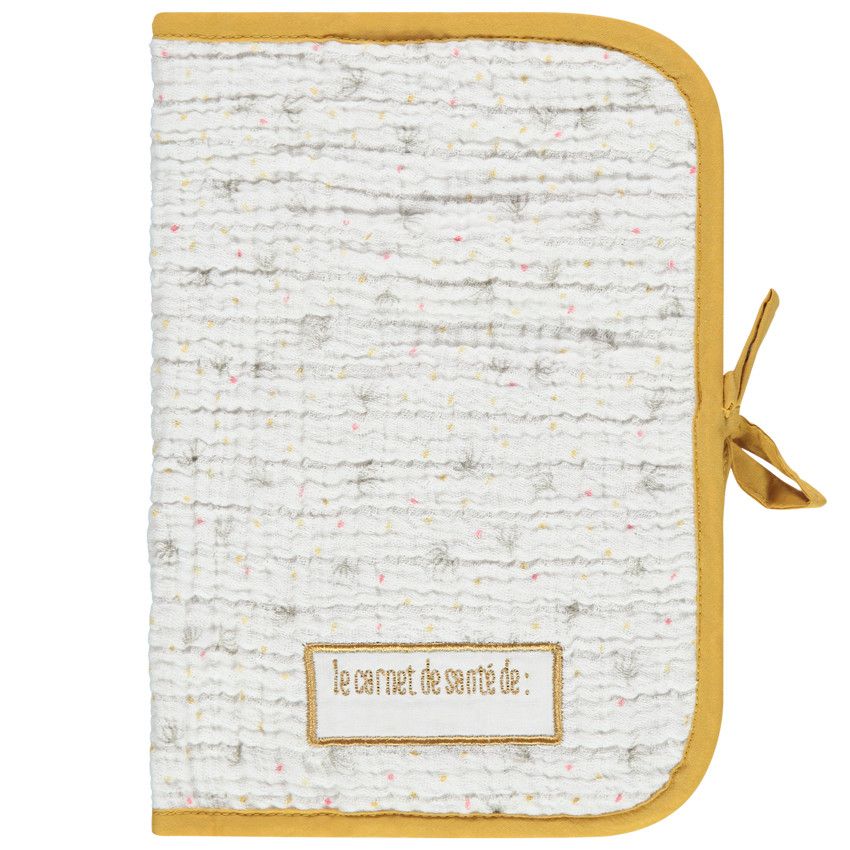 Protège carnet de santé en tétra à motifs - Ecru