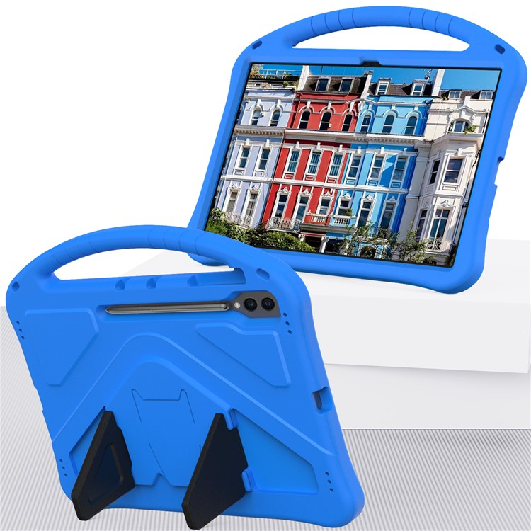 Samsung Galaxy Tab S10 Ultra Stossfeste Kinder Schaumstoff Hülle mit Griff   Kickstand - Blau