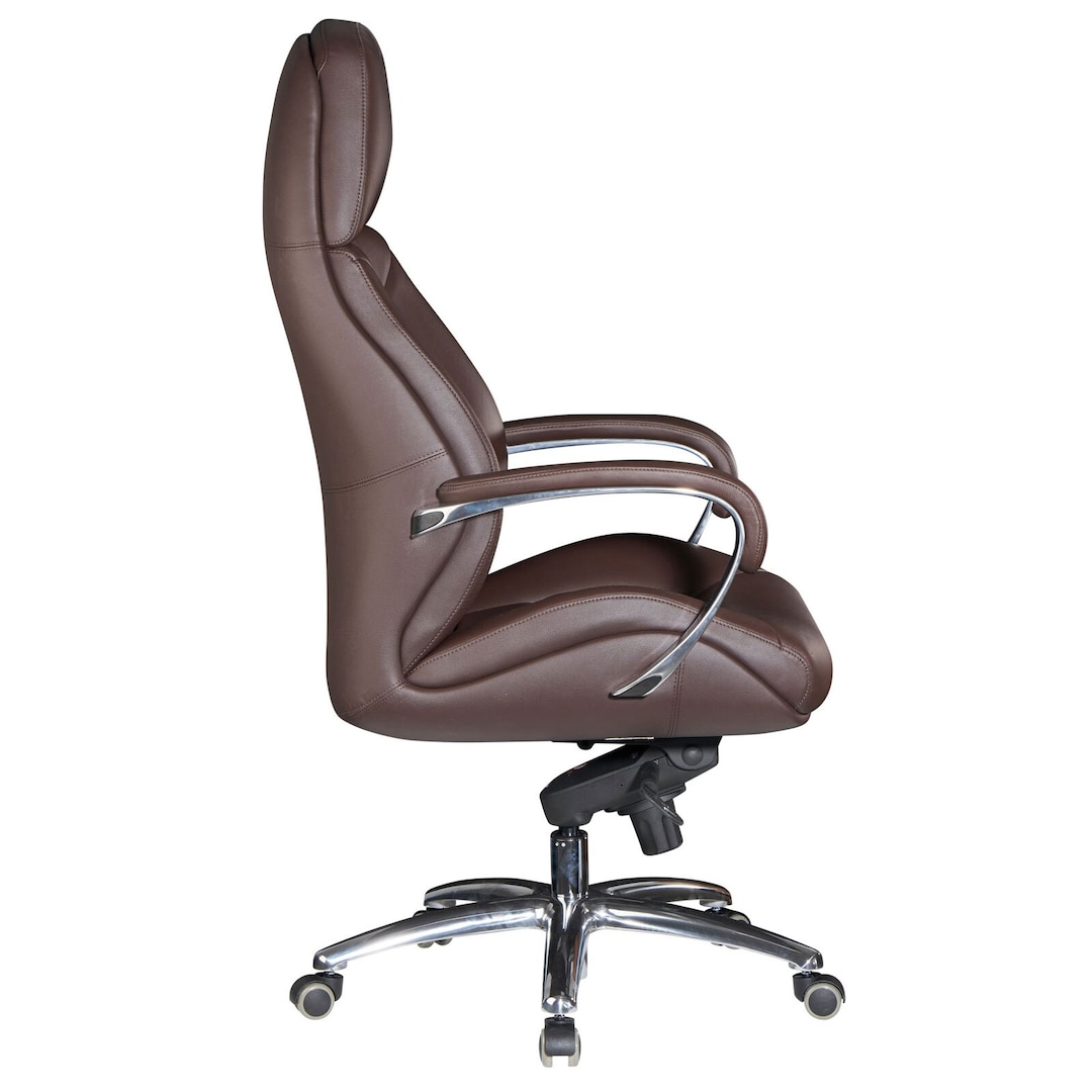 CASAVANTI Chefsessel mit Armlehnen Silberfarbig/ Braun Leder