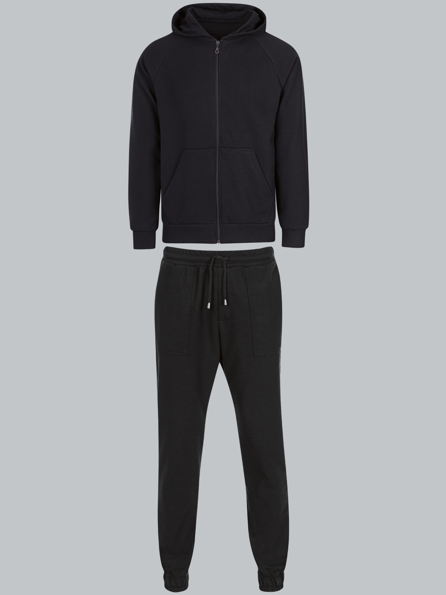 Bequemer Freizeitanzug mit Kapuzenshirt Schwarz