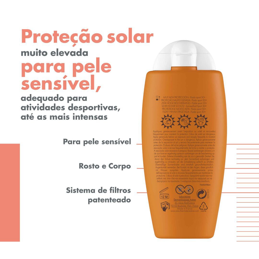 AVENE  Protetor Solar Fluido Sport SPF50+ - 100ml