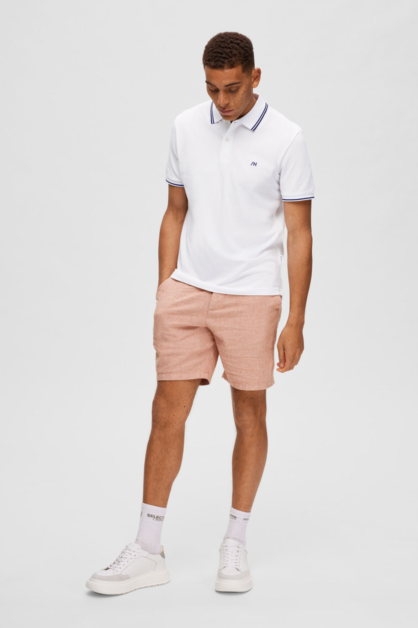Camisa polo 100% algodão orgânico com logotipo bordado - Branca