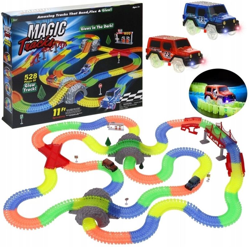 Glow-in-the-Dark Racebaan met 528 Delen en 2 Auto's