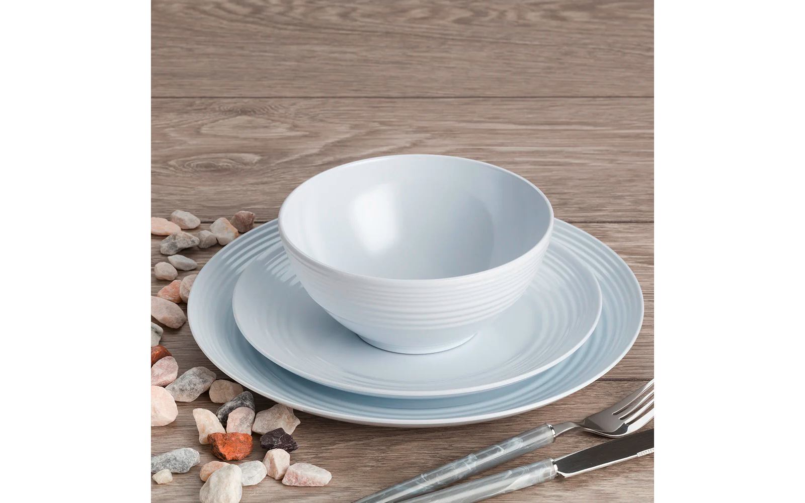 Flamefield Non-Slip Melamin Geschirr-Set 12-tlg. Grau