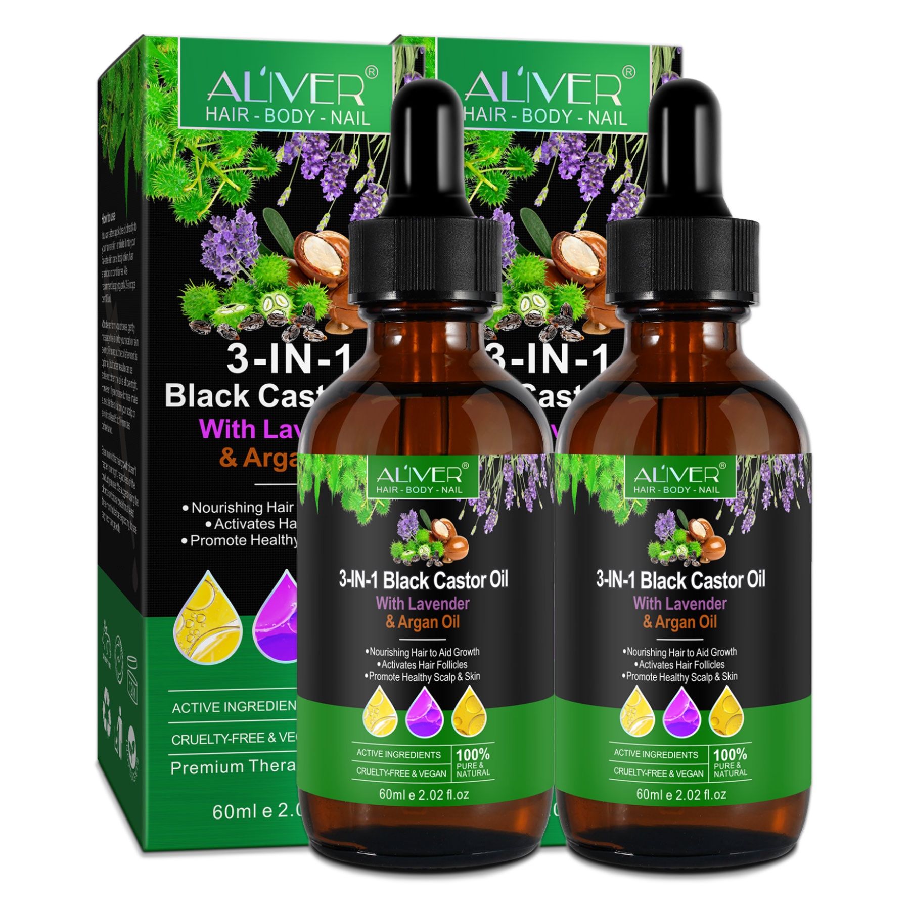 ALIVER 3-in-1 Rizinus Lavendel Argan  Haaröl