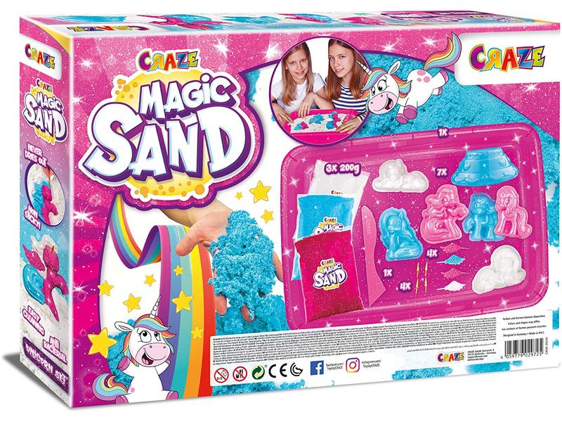 Craze Sand Magic Playset: Unicorn 600g Knetbarer Sand mit Förmchen