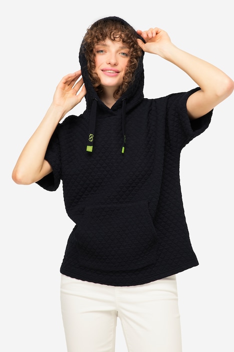 Sweat-Pullunder, Waffel-Jacquard, Kapuze, Kängurutasche, OEKO-TEX