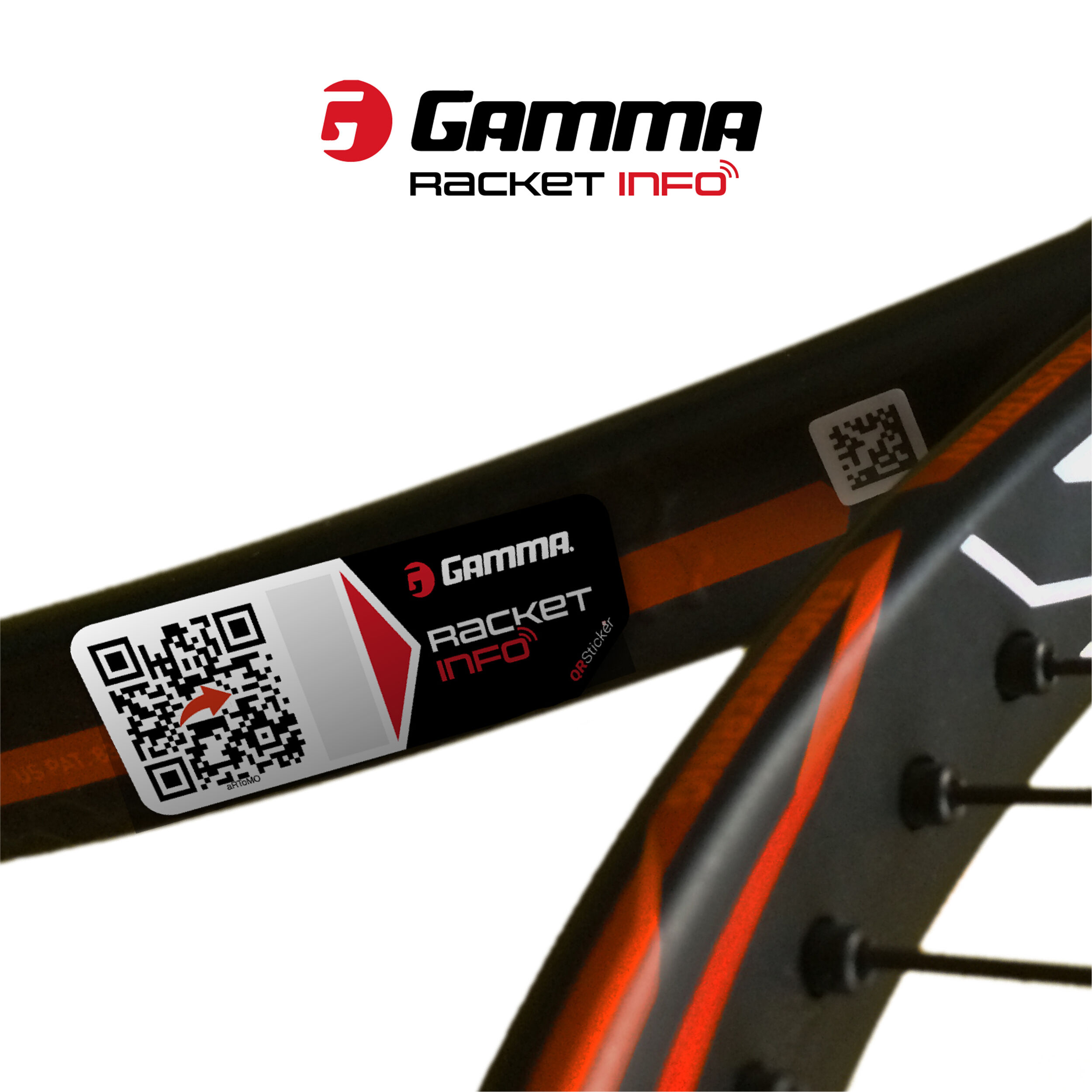 Gamma Gamma Racket Info Internationale Version Autocollants String Pack De 16 - Noir