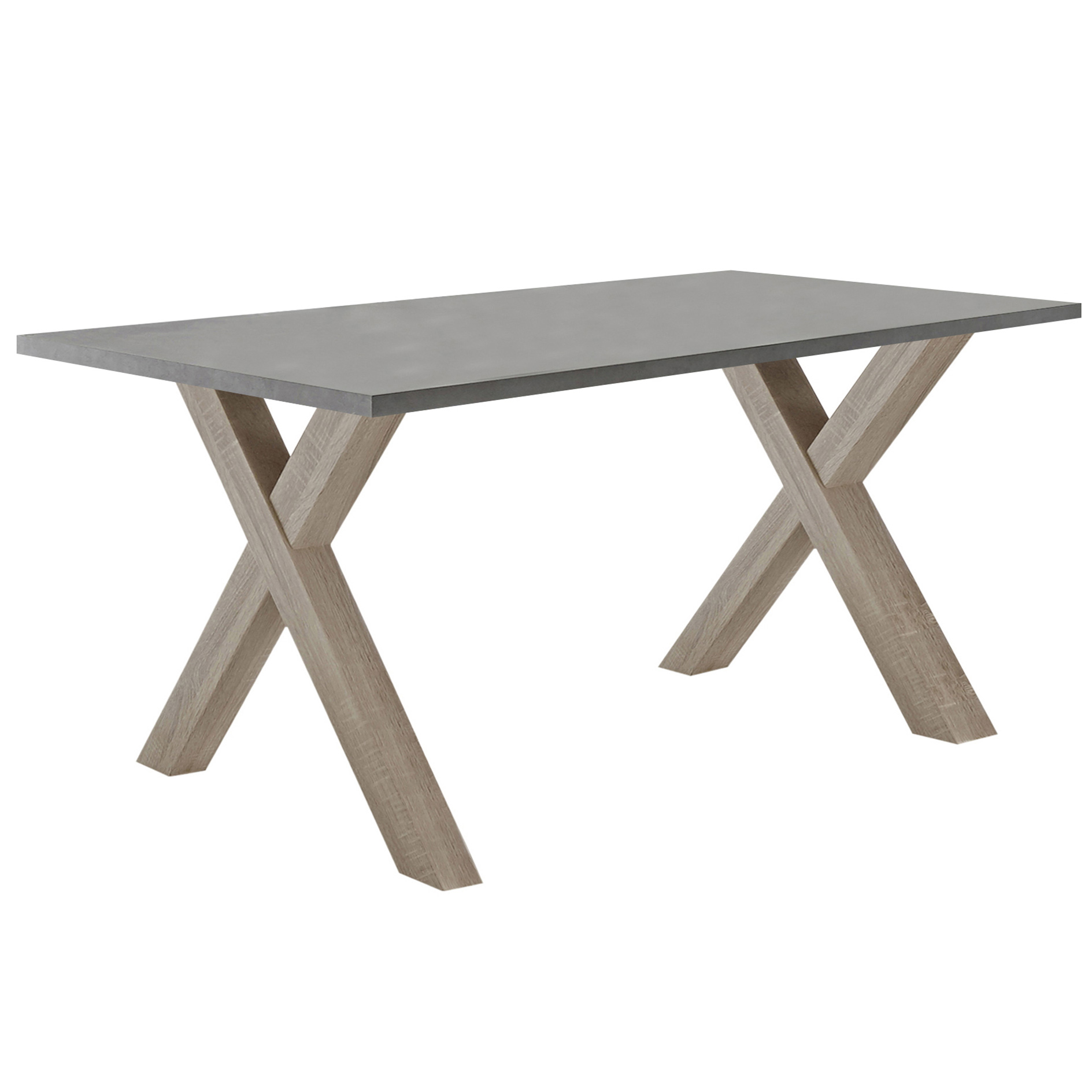 Schreibtisch - Graphitoptik - Eiche sägerau - X-Gestell - 160x70 cm
