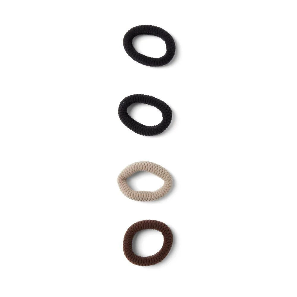 Lot de 4 élastiques à cheveux mousse polyester tricolore