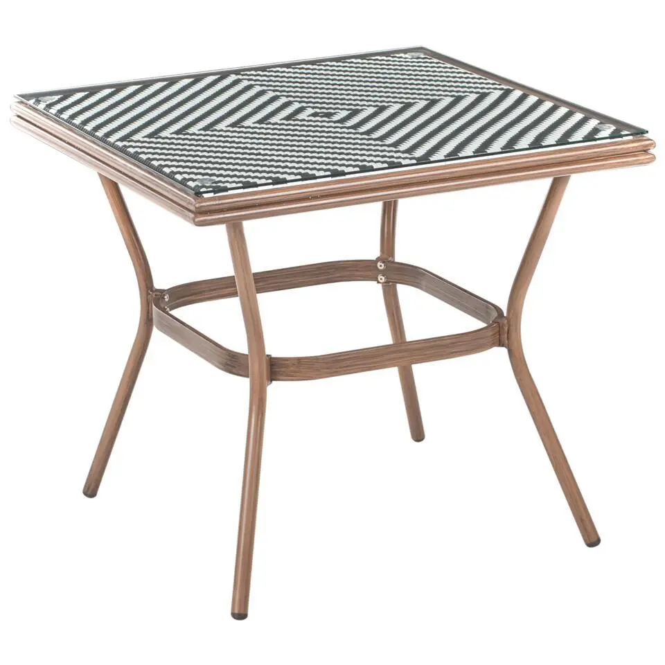 CASPRI - Tuintafel - Wit/Zwart - 80 x 80 cm - PE rotan
