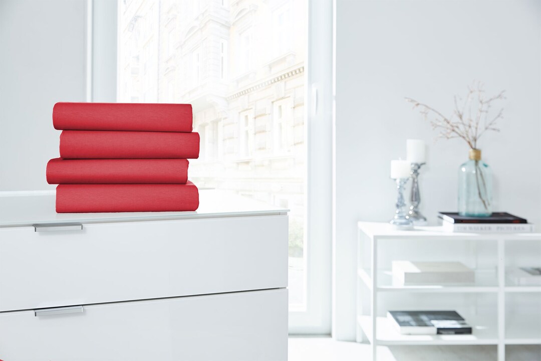 Vario Spannbetttuch Stretch Elasthan-Feinjersey 180-200 x 200-220 cm rot