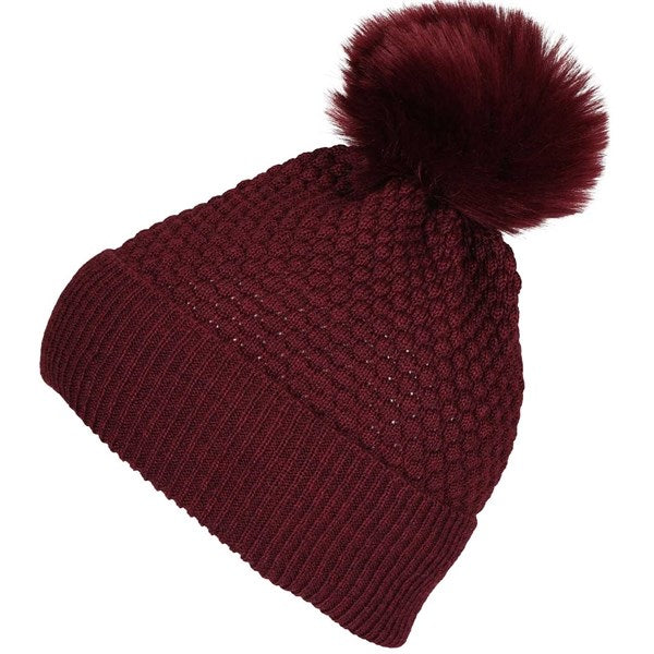 Køb MP Chunky Oslo Beanie M. Pelskvast Wine Red 97501-1451