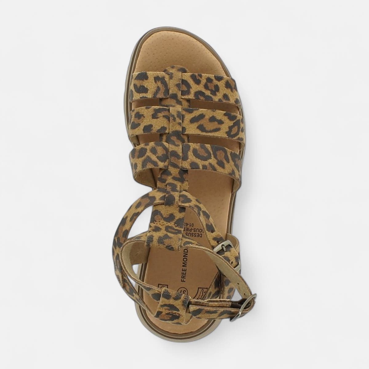 Sandales à talon compensé Femme en cuir camel