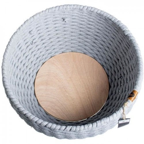 Cama redonda para gatos Europet Bernina com corda de algodão cinza.