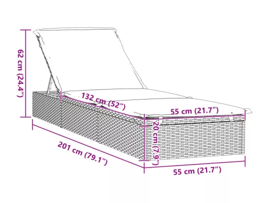Transats 2 pcs avec table noir résine tressée