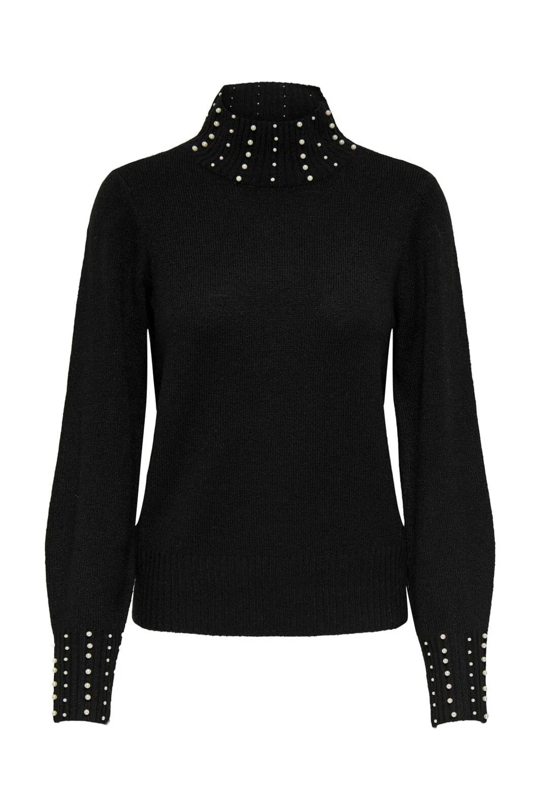 JDY Jdyrue Life L/S Hn Pearl Detail Pull Knt 4696363 black white pearls