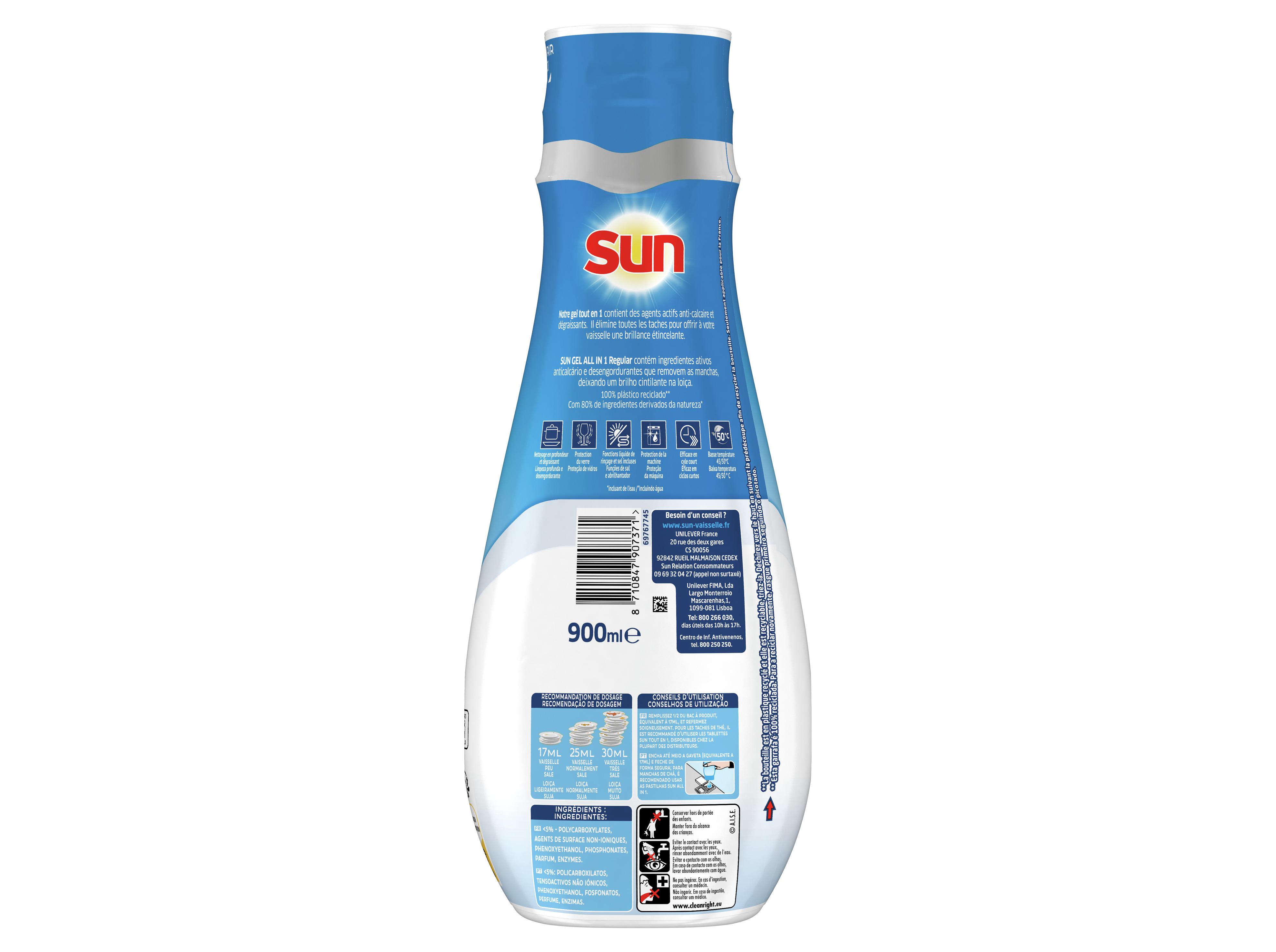 DETERGENTE LOIÇA MÁQUINA SUN ALL IN ONE GEL REGULAR 52D