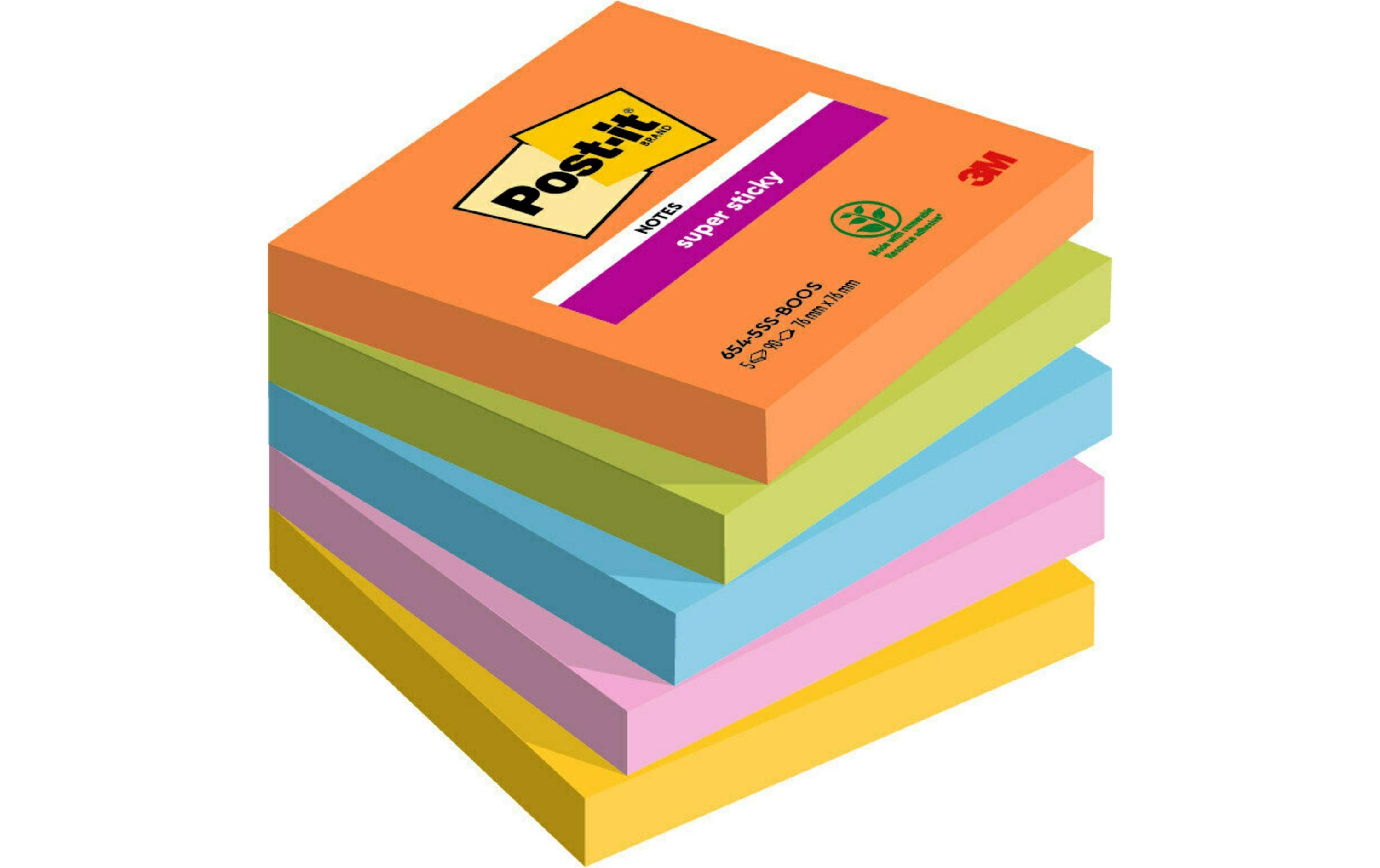 Notizzettel Super Sticky Boost Collection 7.6 x 7.6 cm5 Haftnotizen Blöcke
