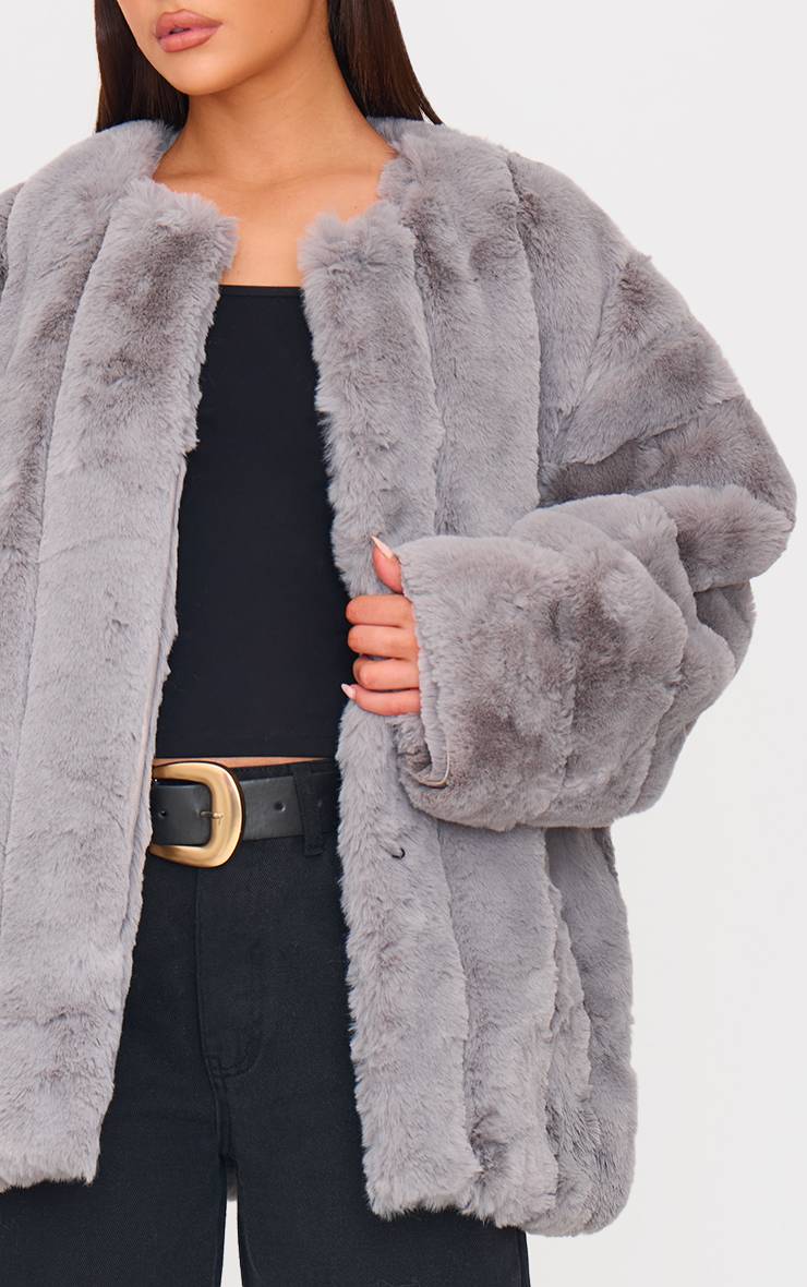 Gris Manteau Vertical En Synthétique Matelassé À Bulles