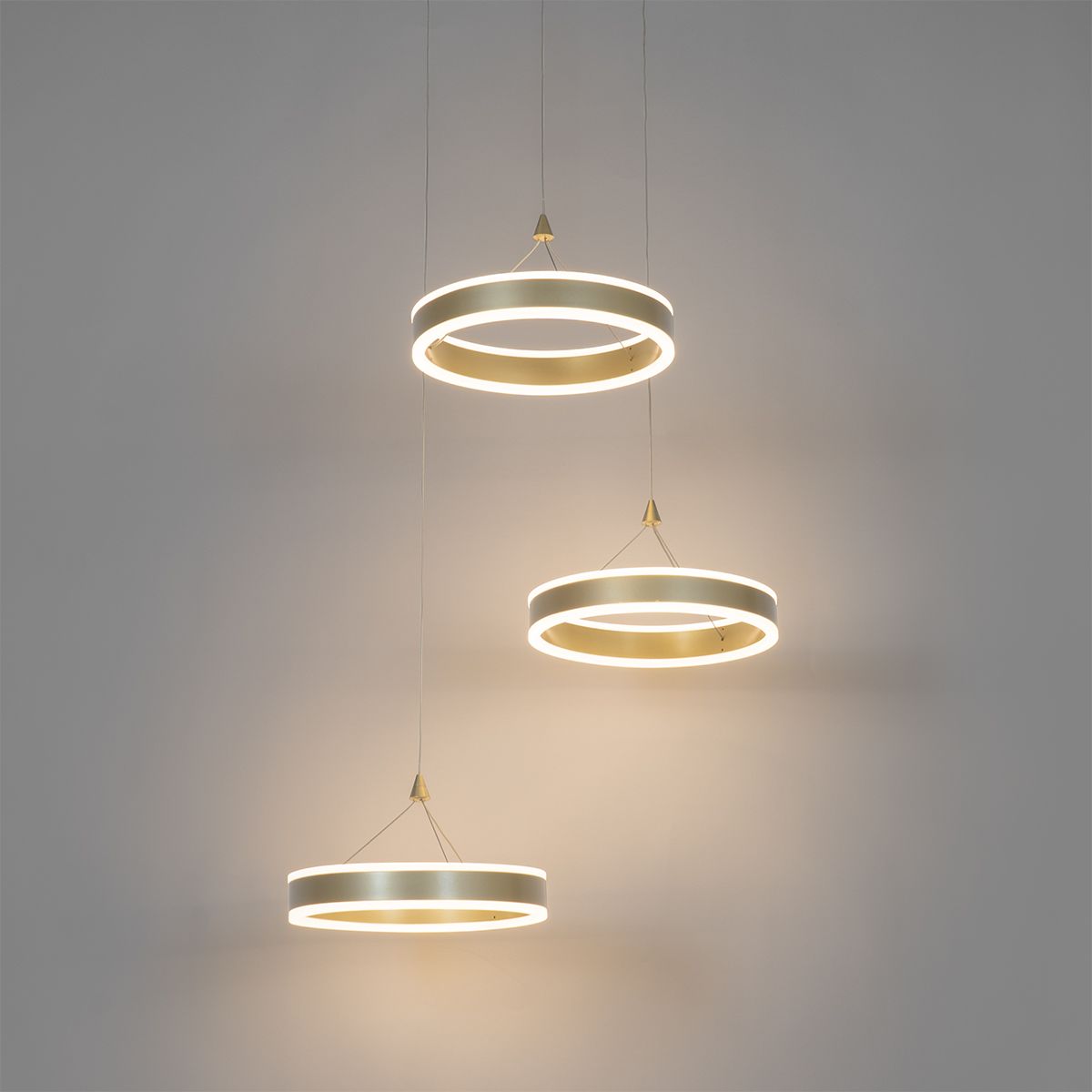 Hanglamp messing rond incl. LED 3-staps dimbaar 3-lichts - Lyani