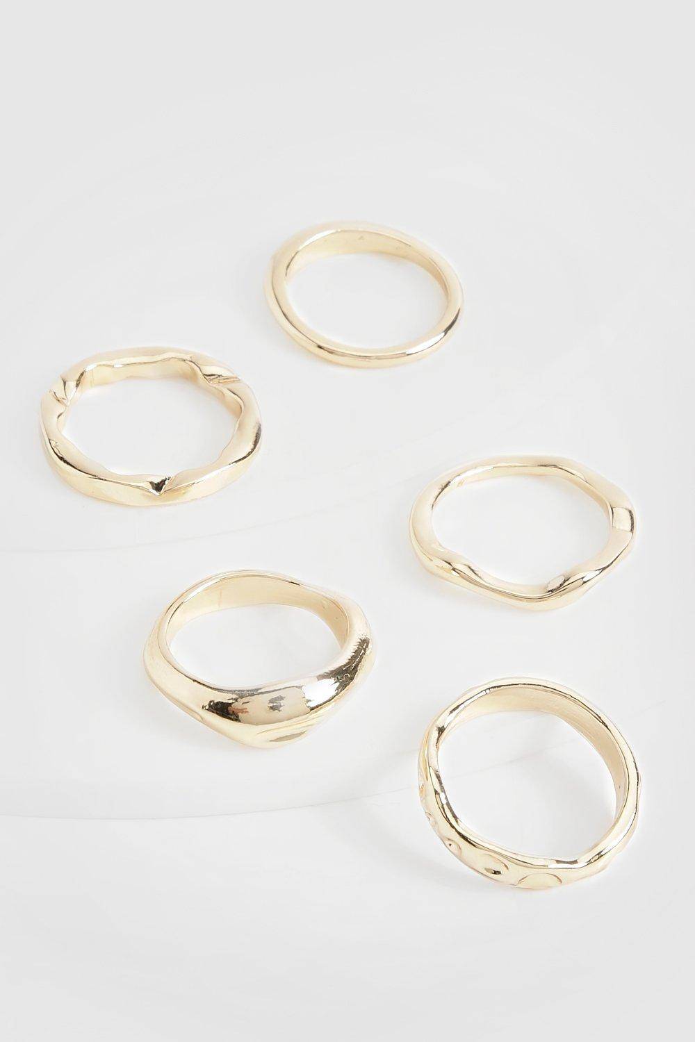 boohoo Lot De 5 Bagues Ondulées