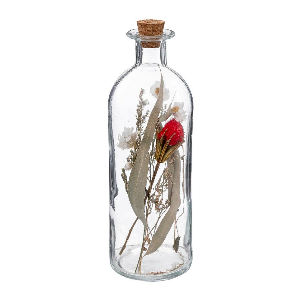 Fleurs séchées dans bouteille en verre d 7 x h 21 cm