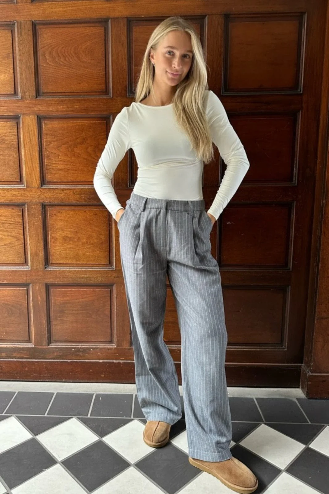 BYIC Celina Pants grey pinstripe