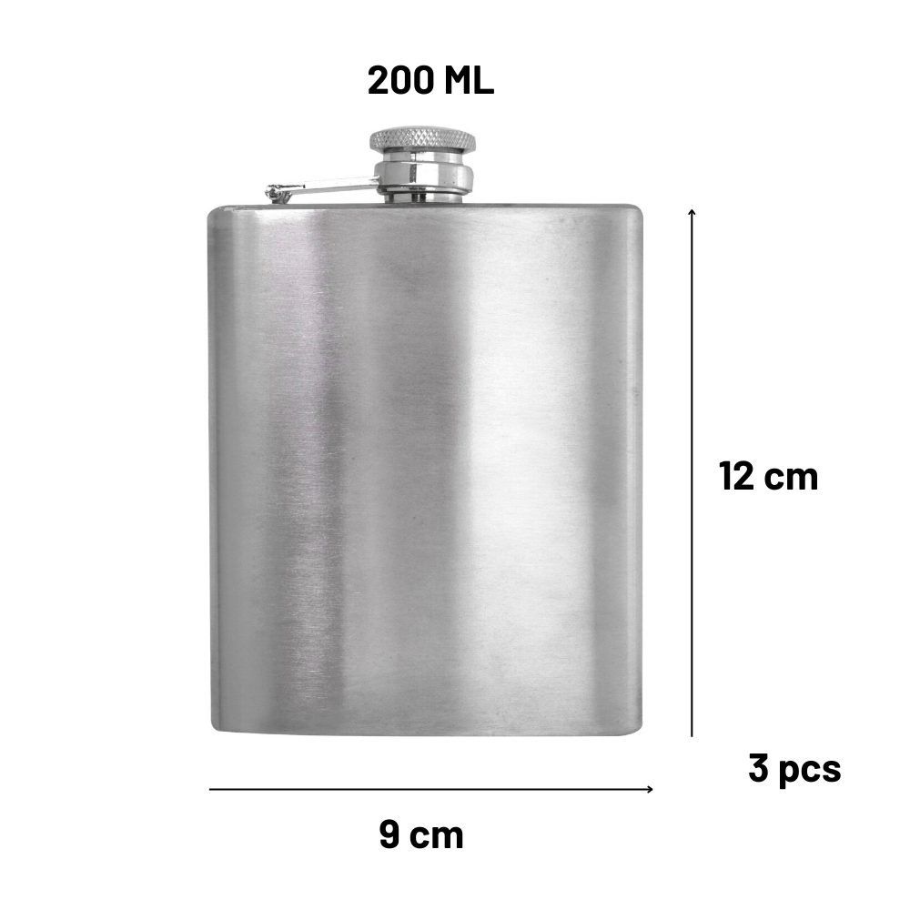 HIXA RVS 200ml set van 3 heupflessen