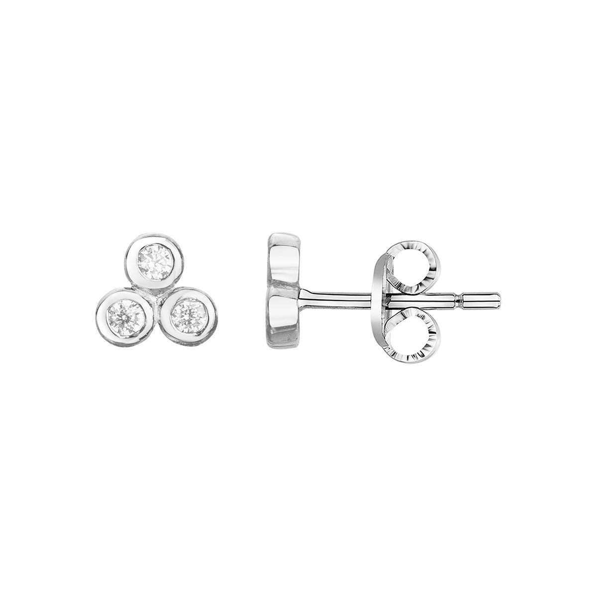 Boucles d'oreilles clous en Argent avec oxyde de zirconium blanc