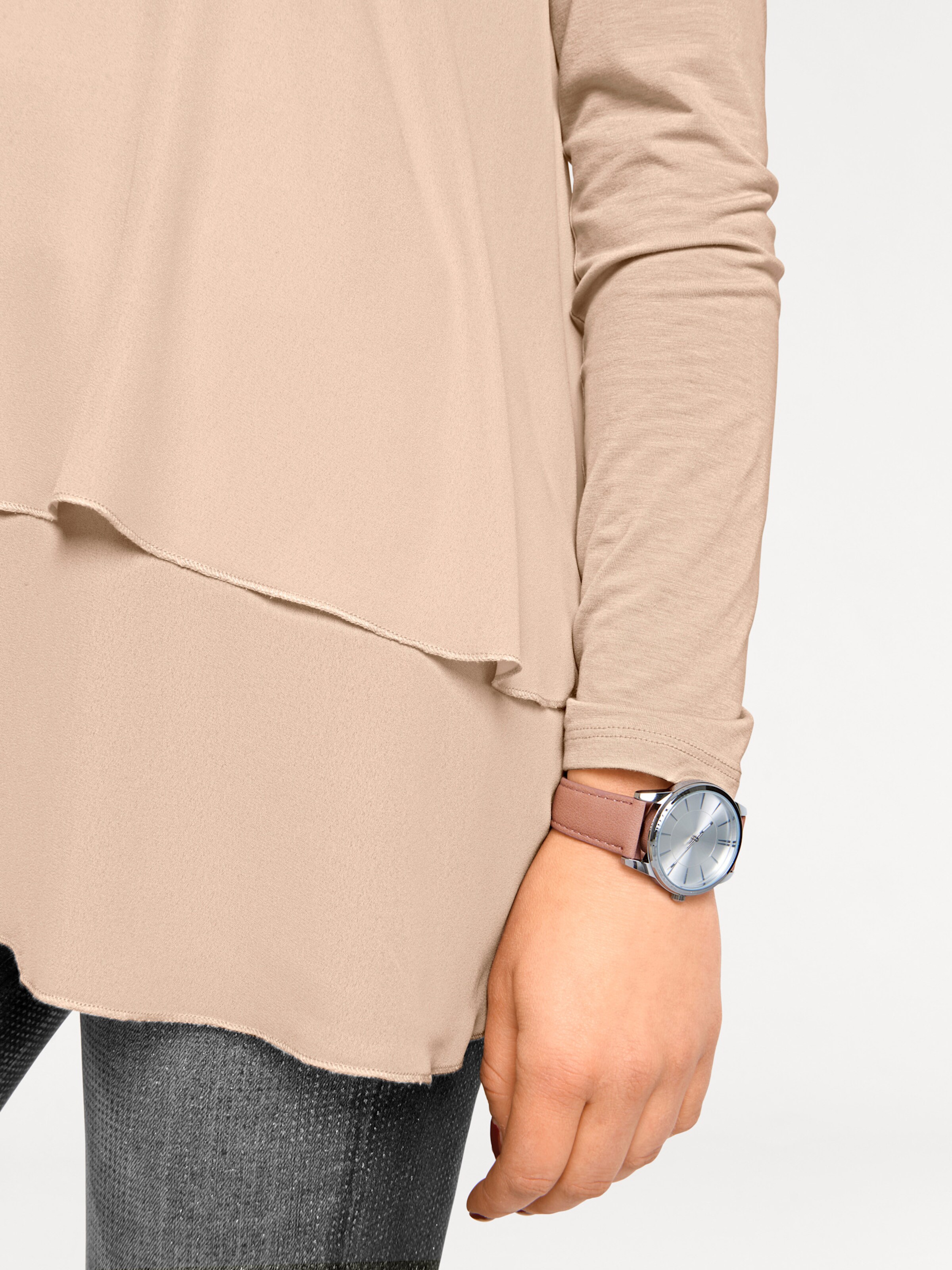 heine Rundhals-Shirt in puder