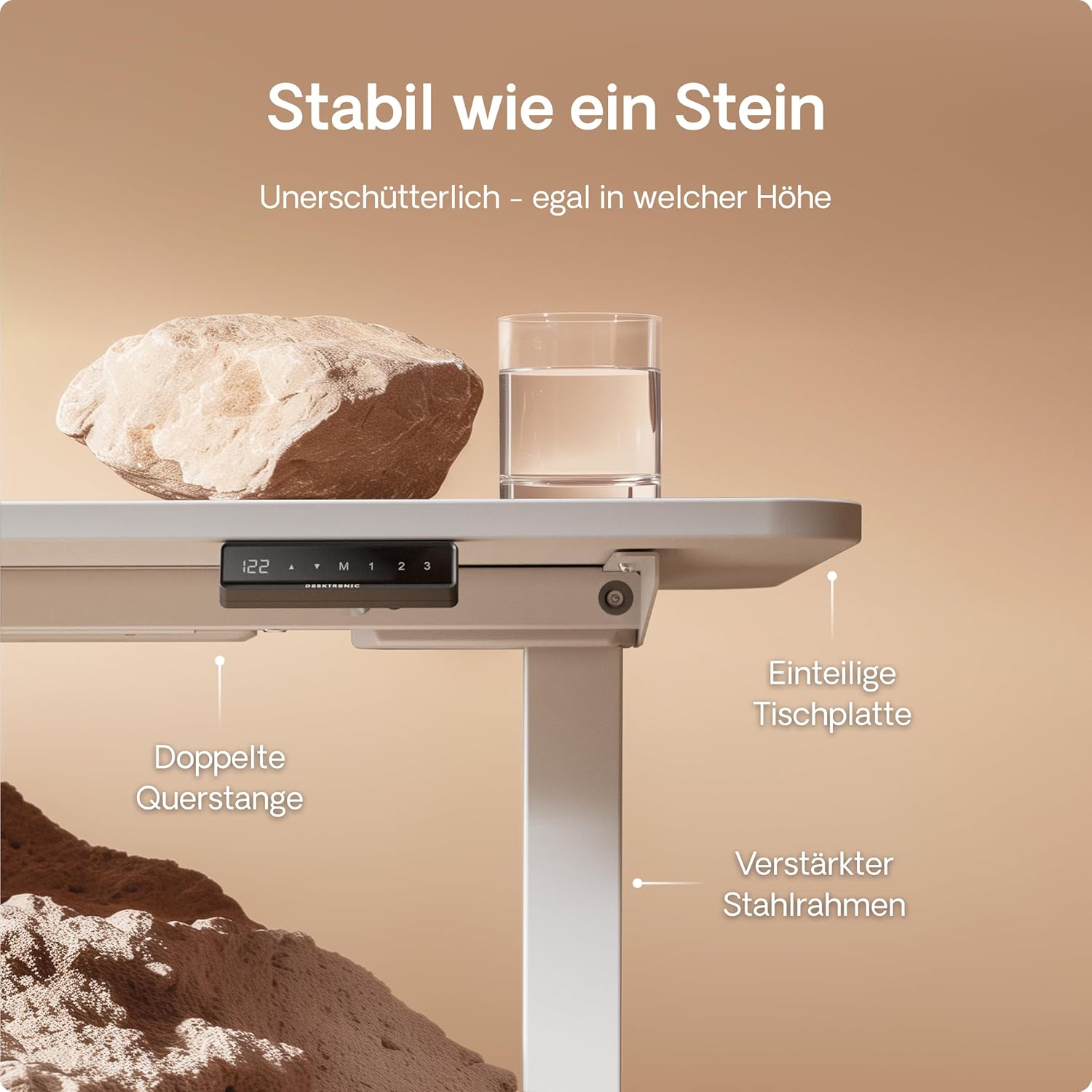 Desktronic Homeone Höhenverstellbarer Schreibtisch 160 × 80 cm – Elektrischer Schreibtisch Mit Zwei Elektrischen Motoren, Touchscreen-Steuerung Und Integrierten USB-a- Und USB-c-ladeanschlüssen