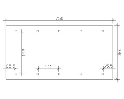 Enkele carport SKAN HOLZ Wallgau incl. daklatten en H-paalankers 380 x 750 cm geïmpregneerd