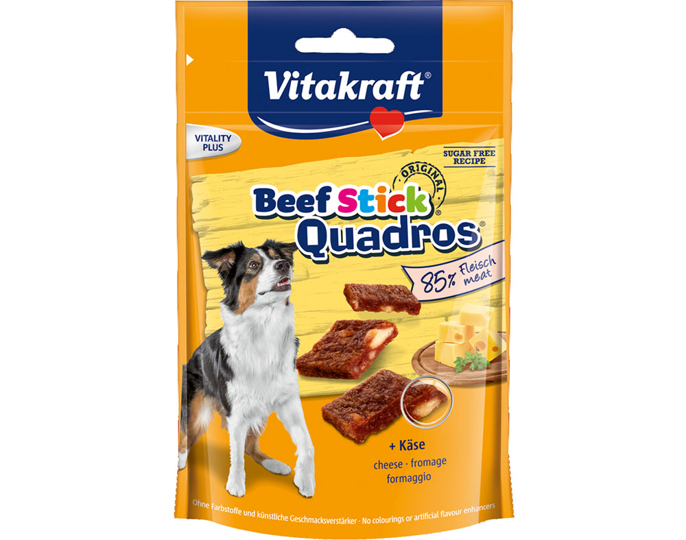 SNACKS PARA CÃO VITAKRAFT BEEF STICK QUADROS COM QUEIJO 70G