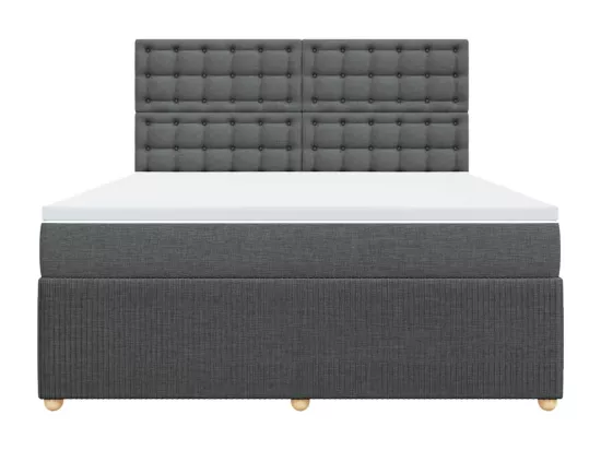 Sommier à lattes de lit avec matelas Gris foncé 180x200cm Tissu
