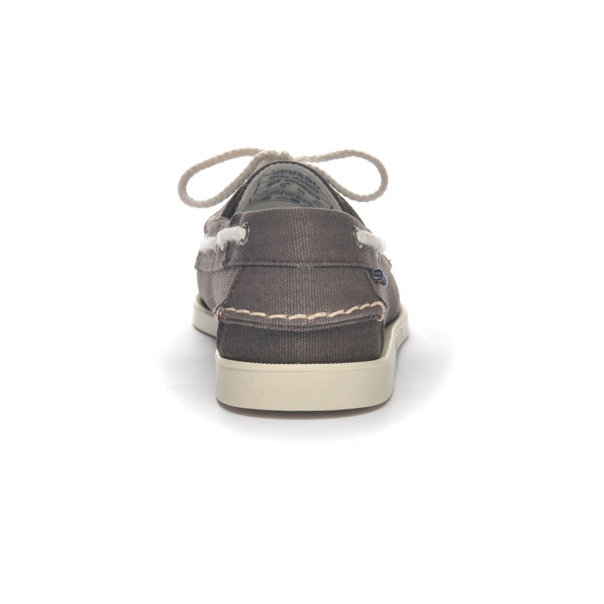 DOCKSIDES PORTLAND WASHED CANVAS DARK BROWN-Chaussures bateau pour homme en toile